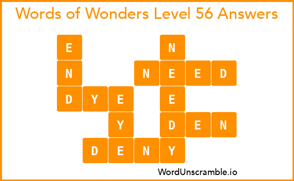 Words of Wonders Level 56 Answers