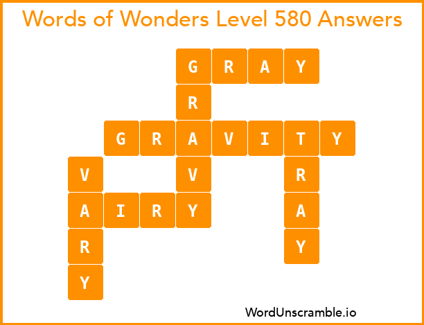 Words of Wonders Level 580 Answers