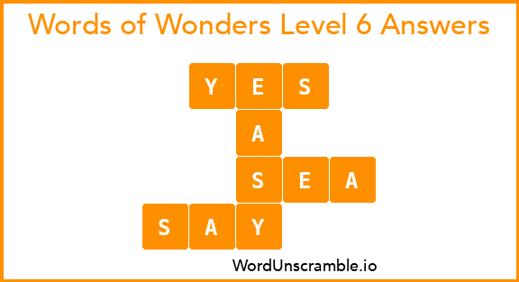 Words of Wonders Level 6 Answers