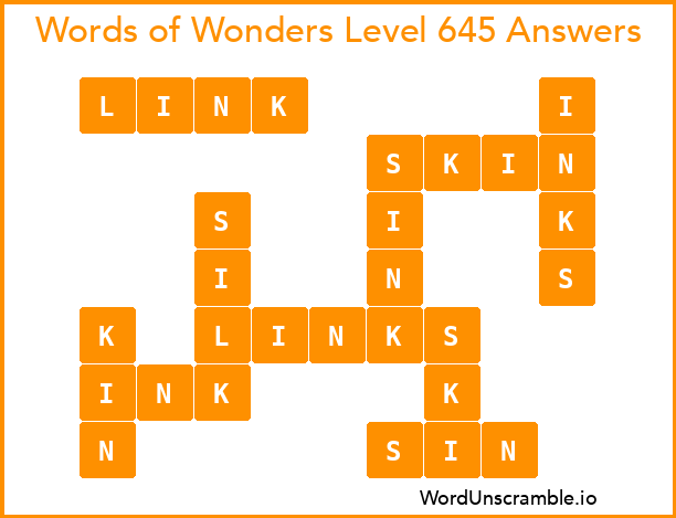 Words of Wonders Level 645 Answers