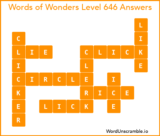 Words of Wonders Level 646 Answers