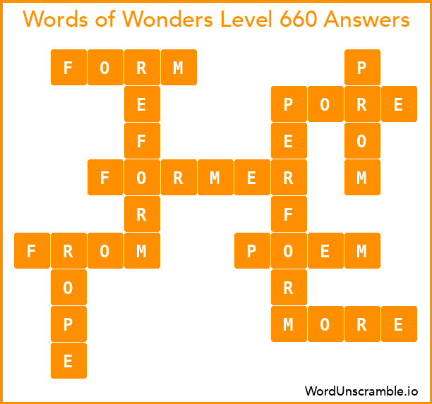 Words of Wonders Level 660 Answers