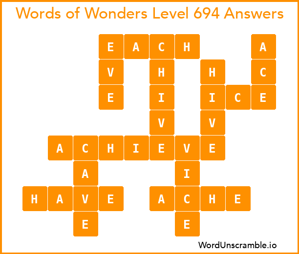 Words of Wonders Level 694 Answers
