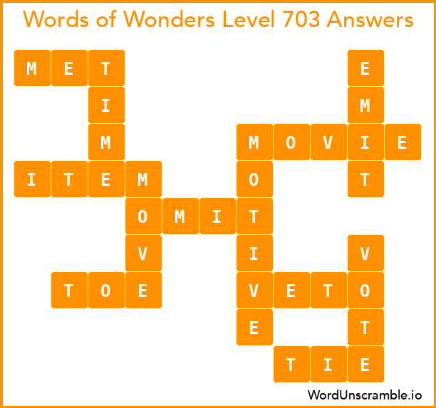 Words of Wonders Level 703 Answers