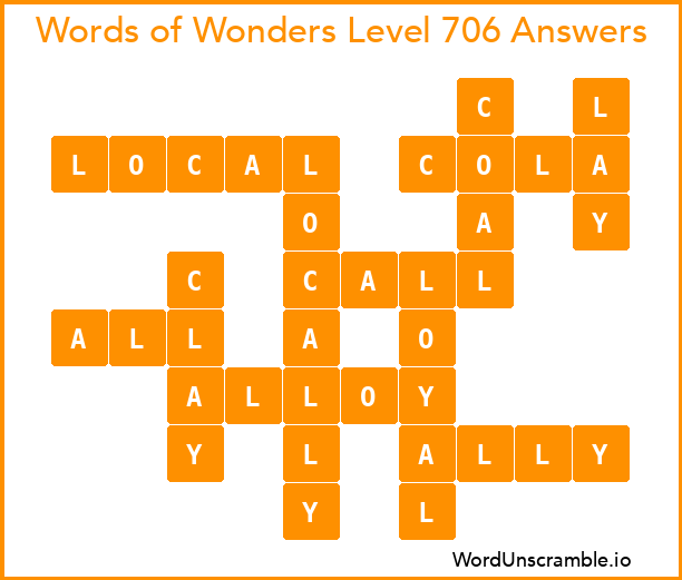 Words of Wonders Level 706 Answers