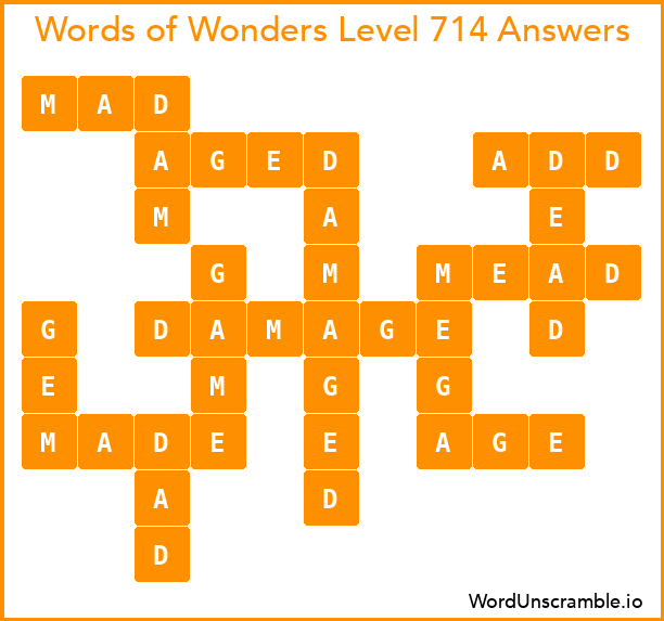 Words of Wonders Level 714 Answers