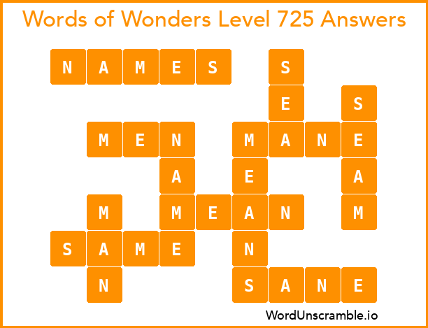 Words of Wonders Level 725 Answers