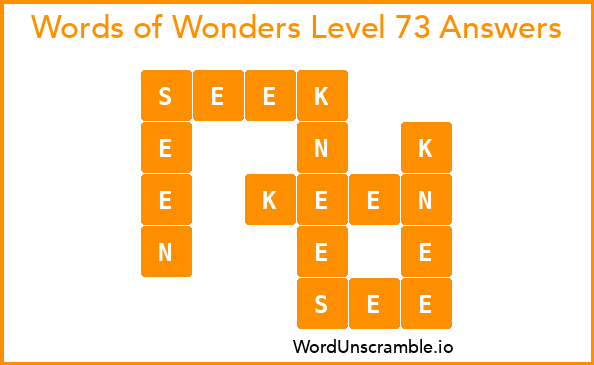 Words of Wonders Level 73 Answers