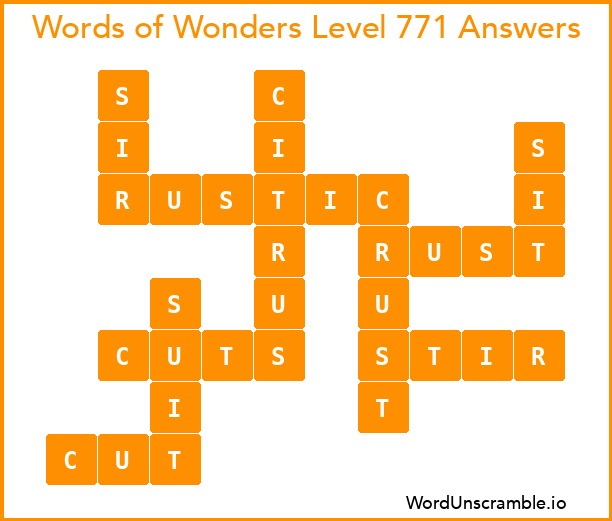 Words of Wonders Level 771 Answers