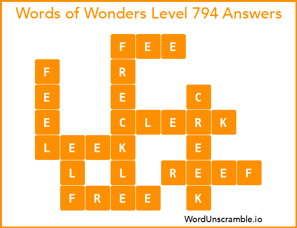 Words of Wonders Level 794 Answers