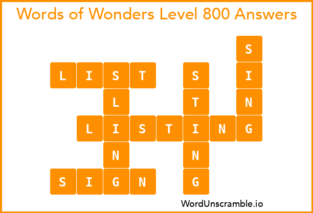 Words of Wonders Level 800 Answers