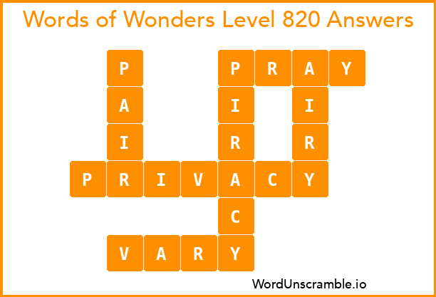 Words of Wonders Level 820 Answers