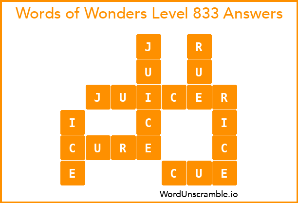Words of Wonders Level 833 Answers