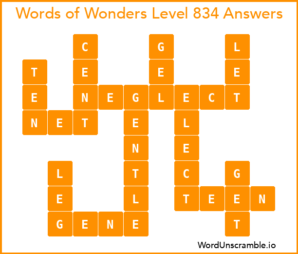 Words of Wonders Level 834 Answers