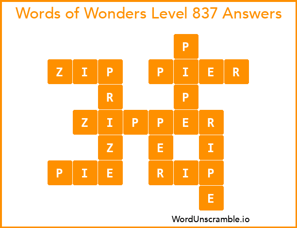 Words of Wonders Level 837 Answers
