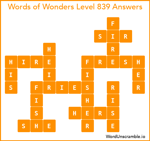 Words of Wonders Level 839 Answers