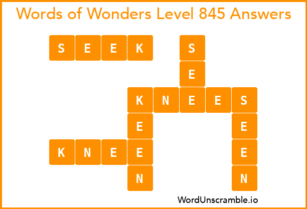 Words of Wonders Level 845 Answers