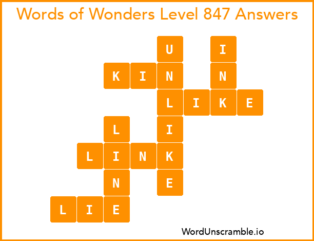 Words of Wonders Level 847 Answers