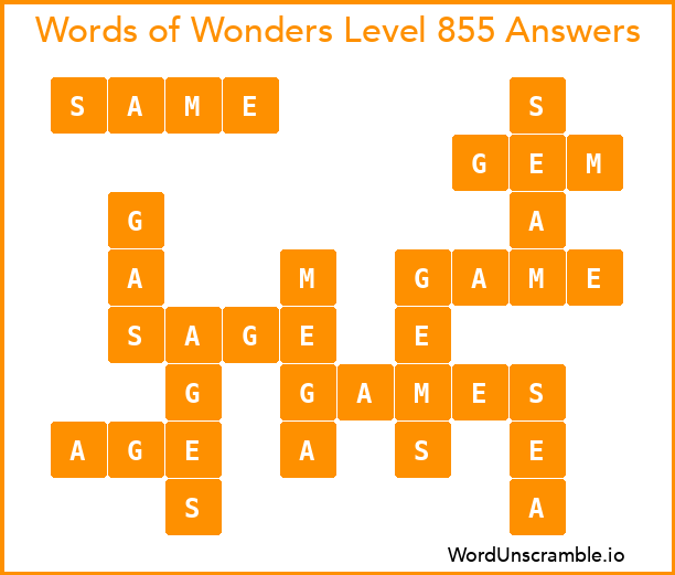 Words of Wonders Level 855 Answers