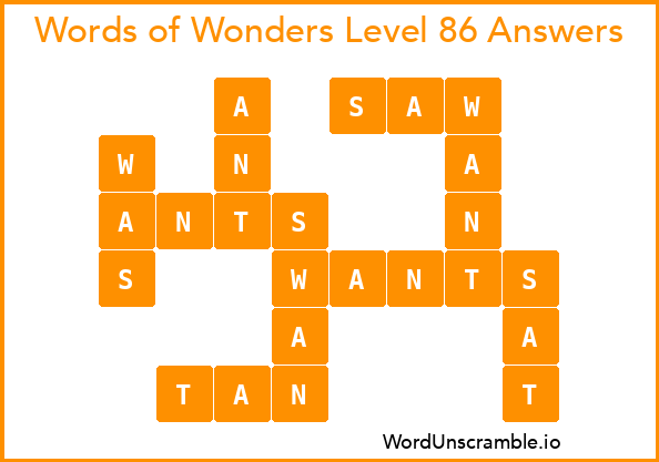 Words of Wonders Level 86 Answers