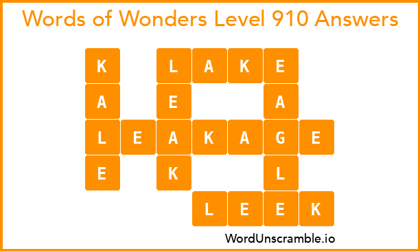 Words of Wonders Level 910 Answers