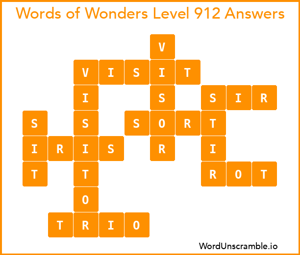Words of Wonders Level 912 Answers
