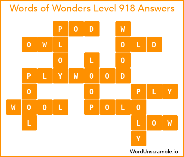 Words of Wonders Level 918 Answers