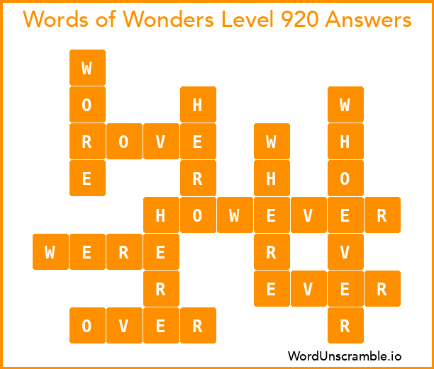 Words of Wonders Level 920 Answers