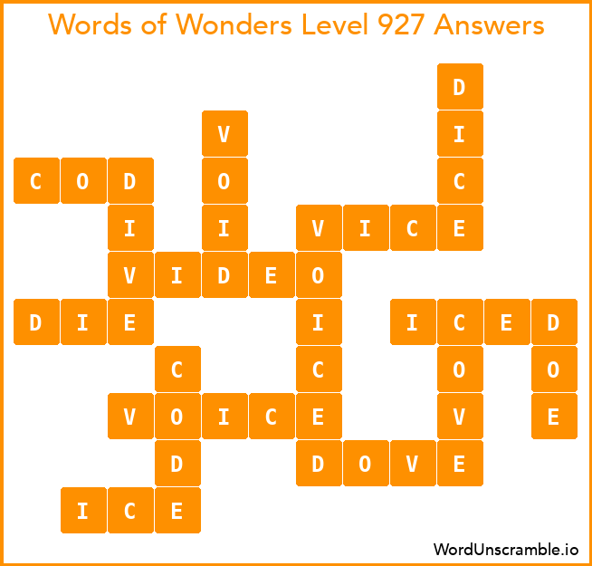 Words of Wonders Level 927 Answers