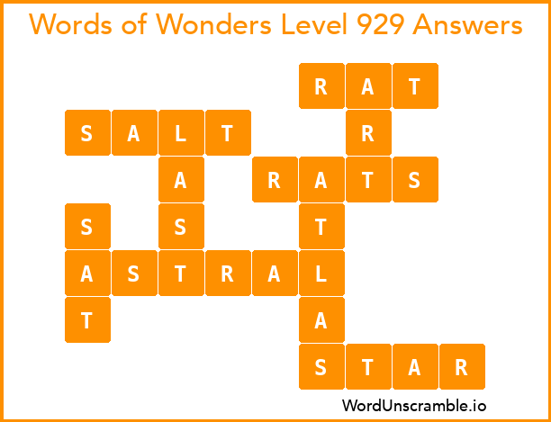 Words of Wonders Level 929 Answers