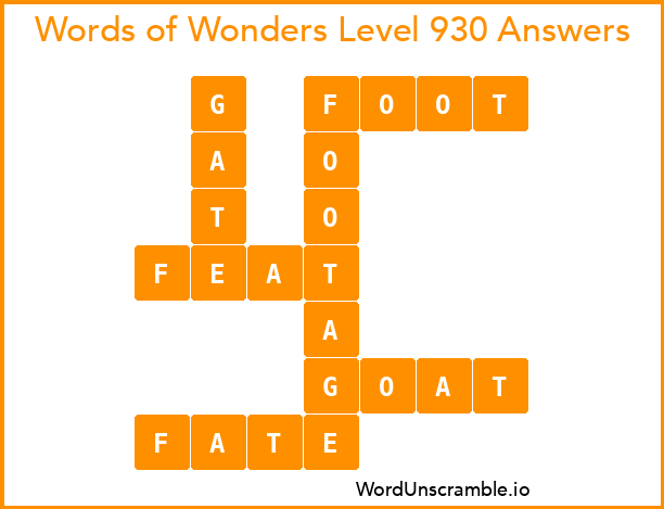 Words of Wonders Level 930 Answers