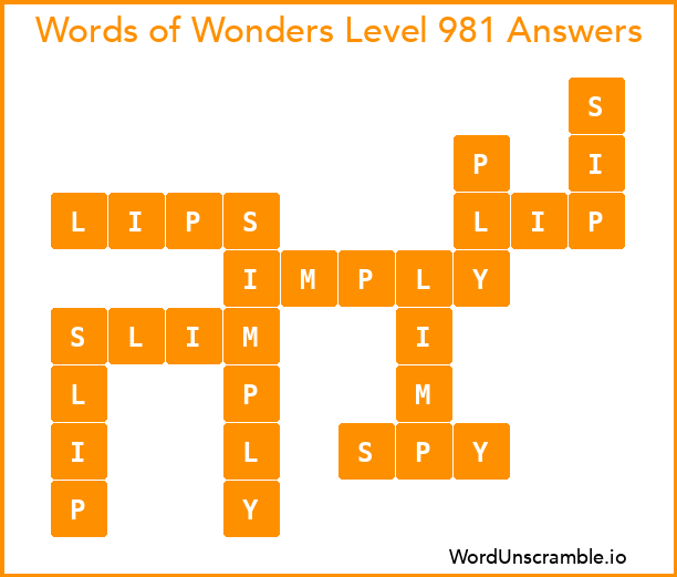 Words of Wonders Level 981 Answers