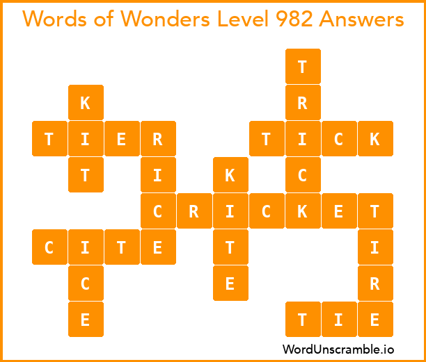 Words of Wonders Level 982 Answers