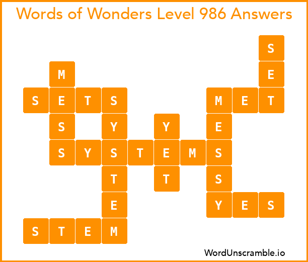Words of Wonders Level 986 Answers
