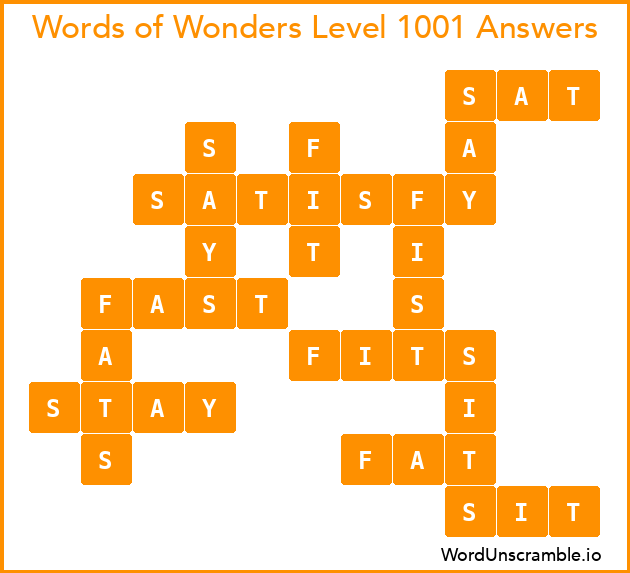 Words of Wonders Level 1001 Answers