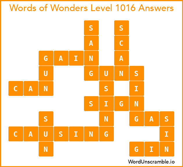 Words of Wonders Level 1016 Answers