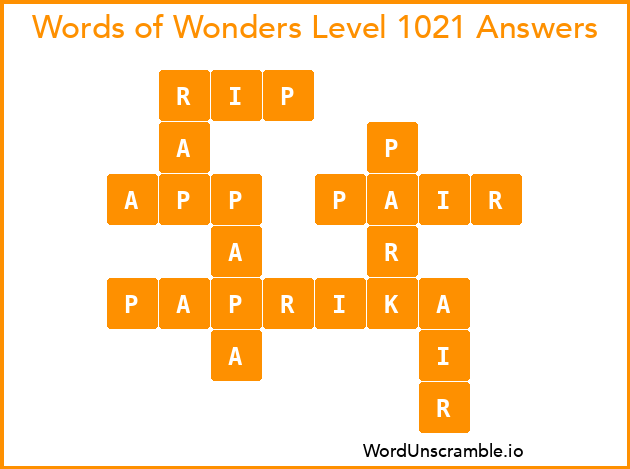 Words of Wonders Level 1021 Answers