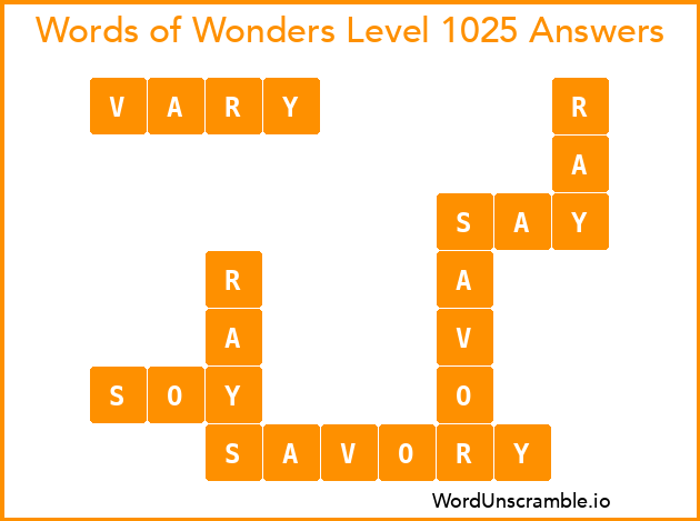 Words of Wonders Level 1025 Answers