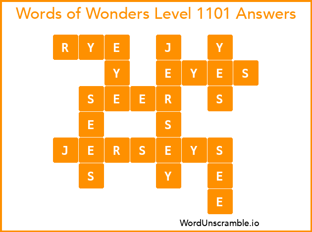 Words of Wonders Level 1101 Answers