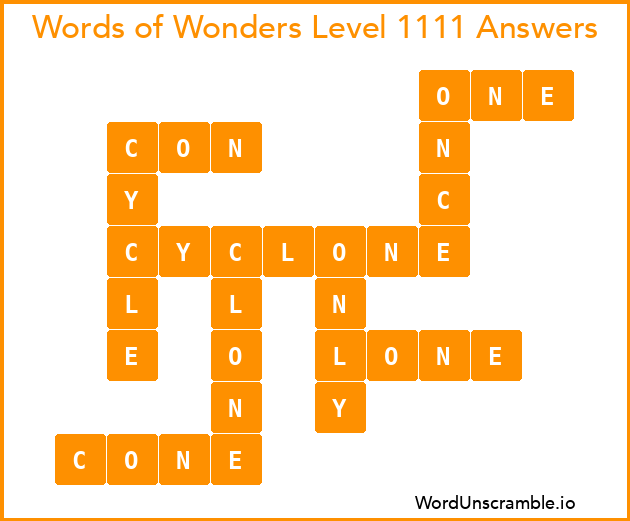 Words of Wonders Level 1111 Answers