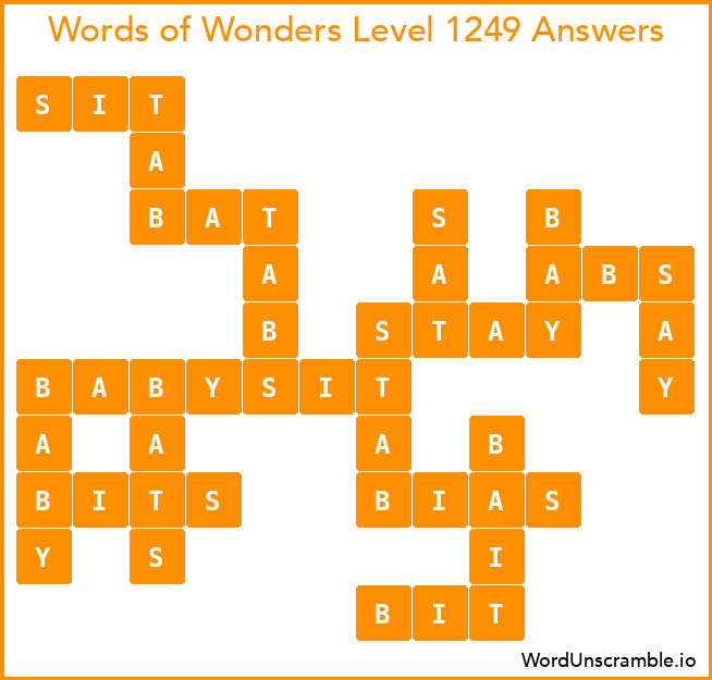Words of Wonders Level 1249 Answers