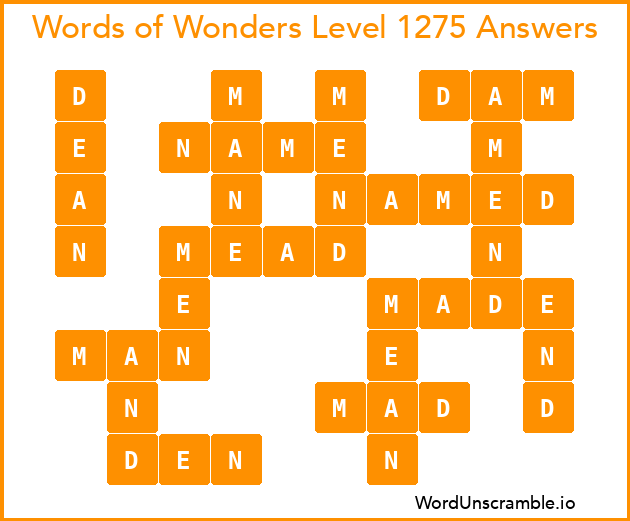 Words of Wonders Level 1275 Answers