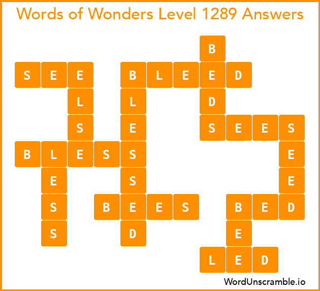 Words of Wonders Level 1289 Answers