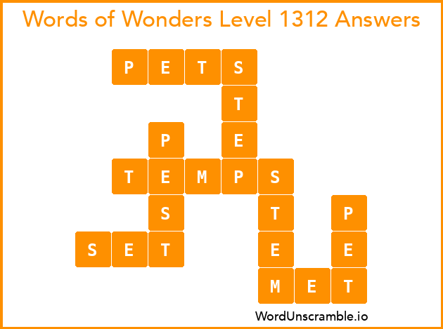 Words of Wonders Level 1312 Answers