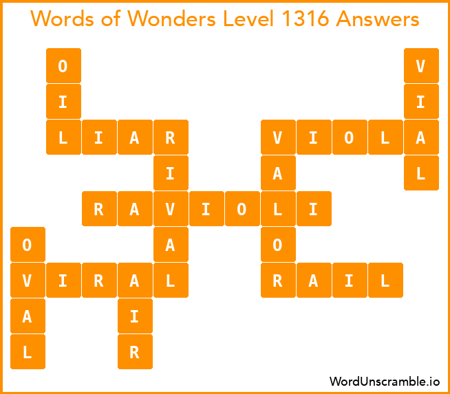 Words of Wonders Level 1316 Answers