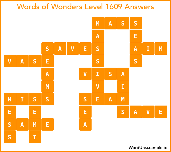 Words of Wonders Level 1609 Answers