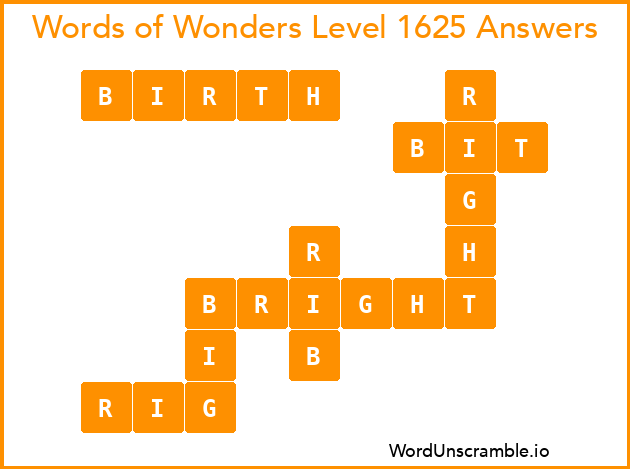 Words of Wonders Level 1625 Answers