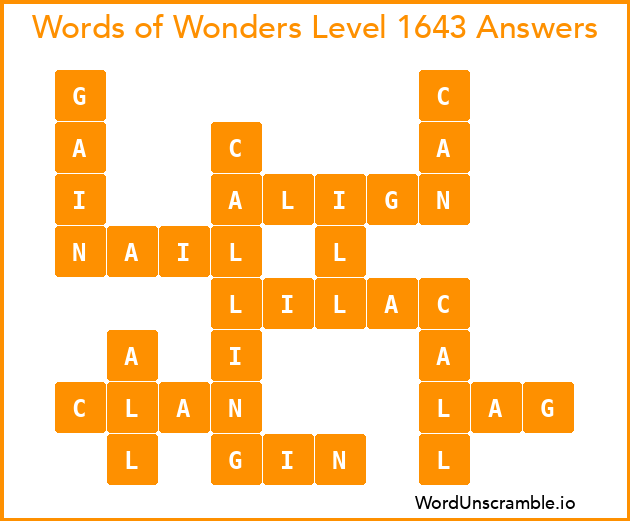 Words of Wonders Level 1643 Answers
