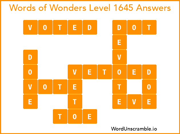 Words of Wonders Level 1645 Answers