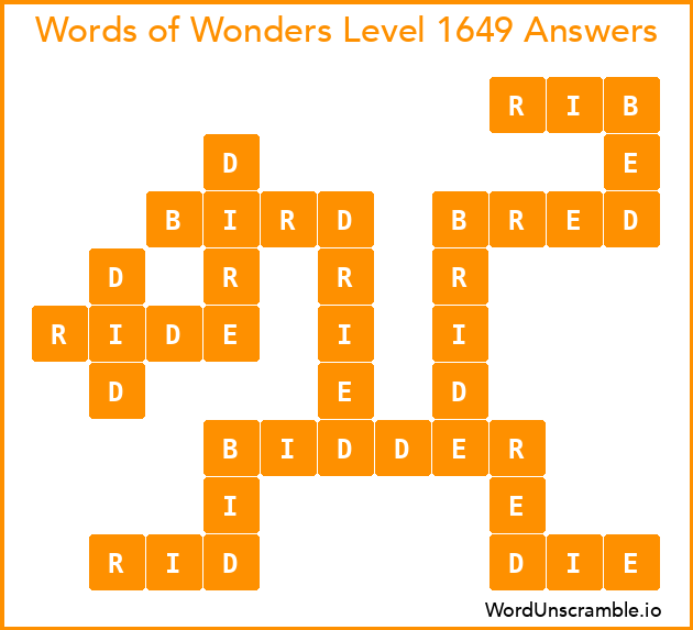 Words of Wonders Level 1649 Answers
